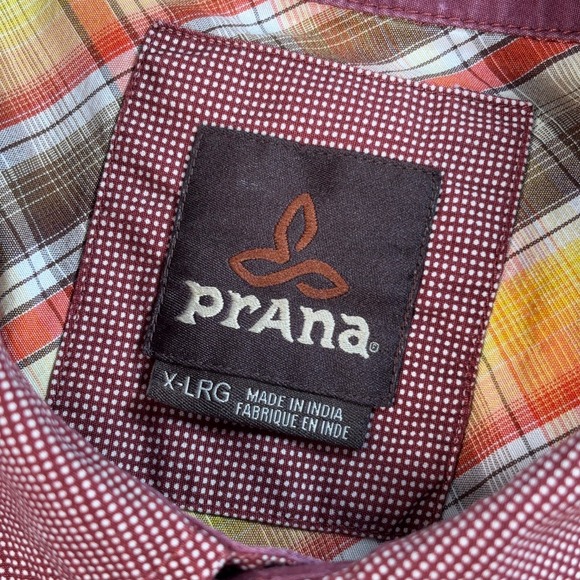 Prana Borla Shirt Men's XL Red Micro Dot Cotton Pocket Button Up Outdoor *Stain* - Picture 4 of 16